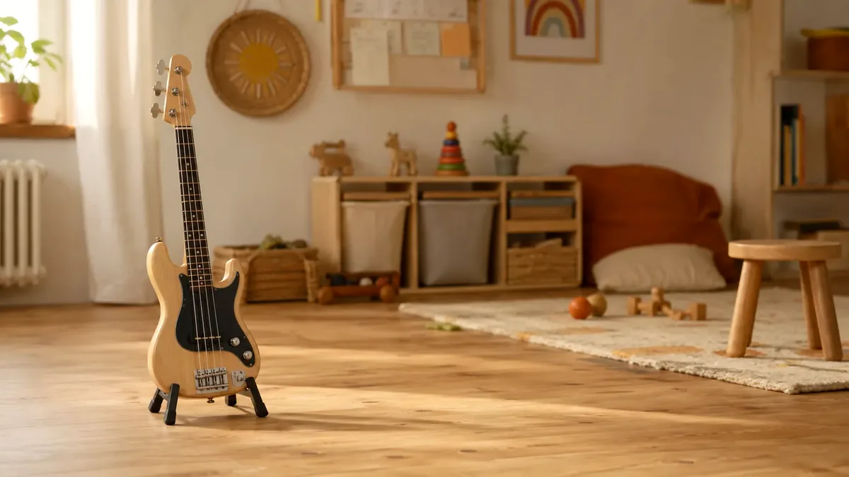 Kleine short-scale basgitaar voor kinderen